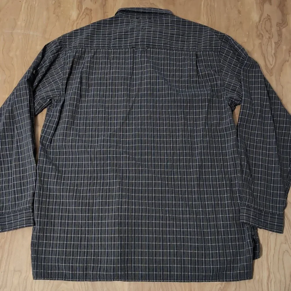 The North Face Men's Blue Plaid Large Poly/Modal Blend Zip‎ Pocket L/S Shirt